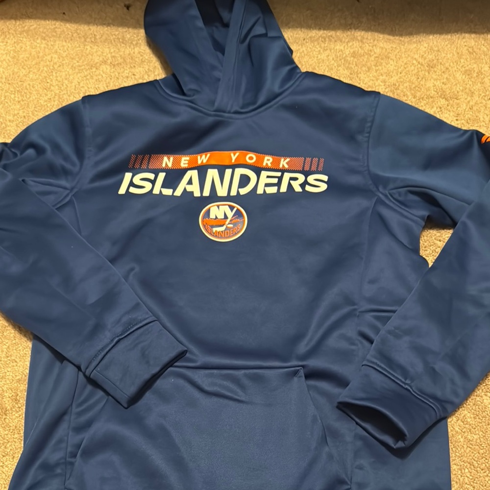 Fanatics New York Islanders Navy Pullover Hoodie with Orange Accents